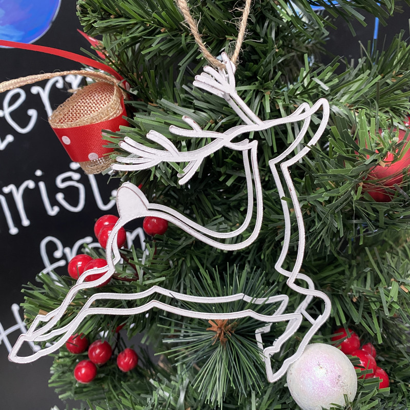 Christmas Metal 3D Wire Jumping Reindeer Tree Decoration photo