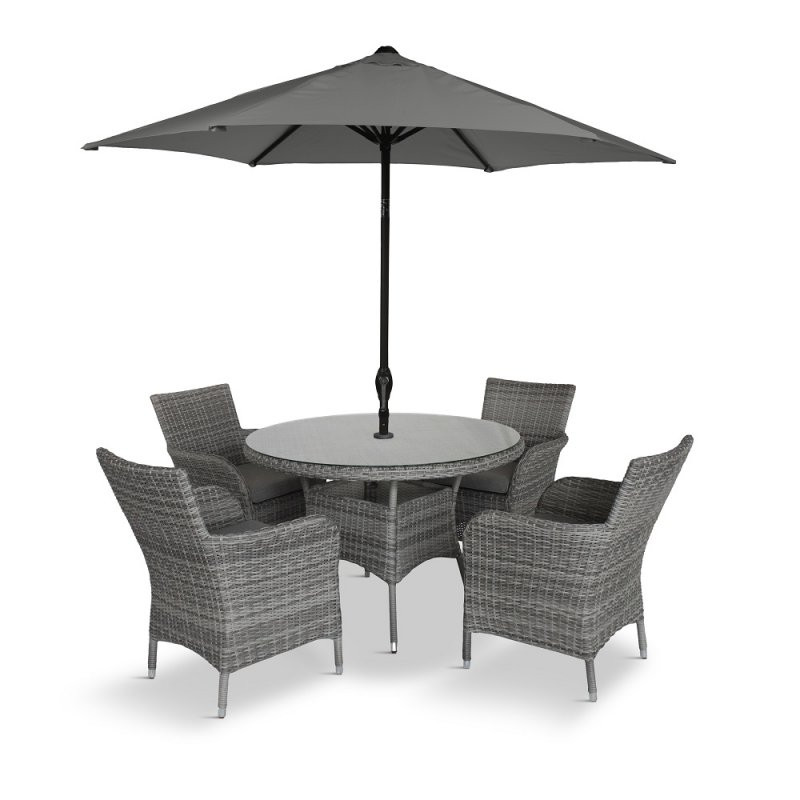 Monaco Stone 4 Seater Dining Set with 2.5m Parasol