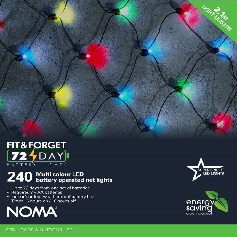 240 FIT & FORGET B/O MULTICOLOUR MULTIFUNCTION NET LIGHTS