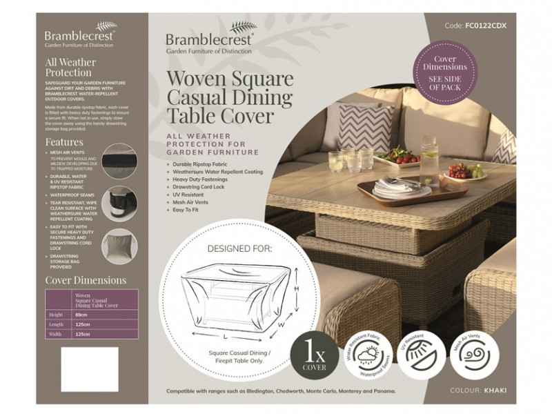 Rattan Square Dual Height /Firepit Table Cover