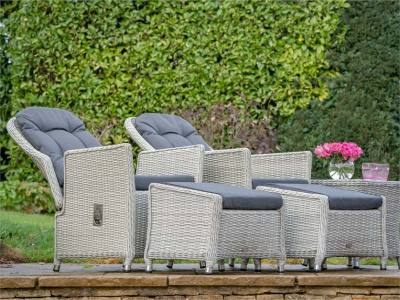 Monterey Dove Grey Recliner Set with 2 Footstools & Ceramic Top Side Table photo
