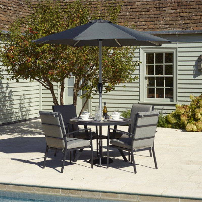 Seville Round Dining Set with 4 Valencia Armchairs photo