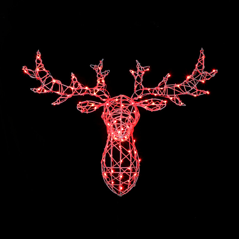 80CM WOBURN STAG HEAD 100 LEDS WHITE RATTAN COLOUR CHANGEABLE photo