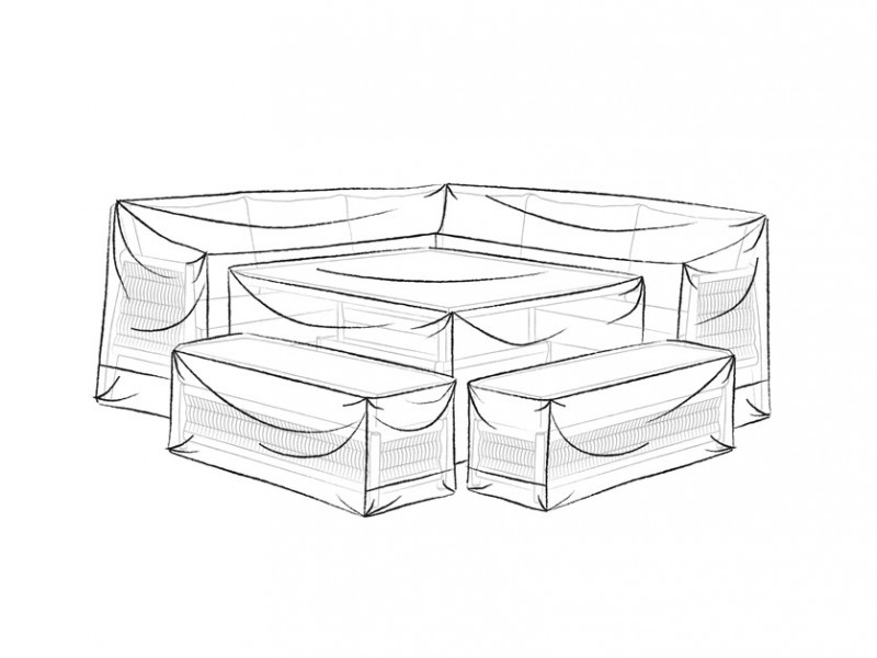 Mauritius Square Corner Sofa with Dual Height Table & 2 Benches Set Covers photo
