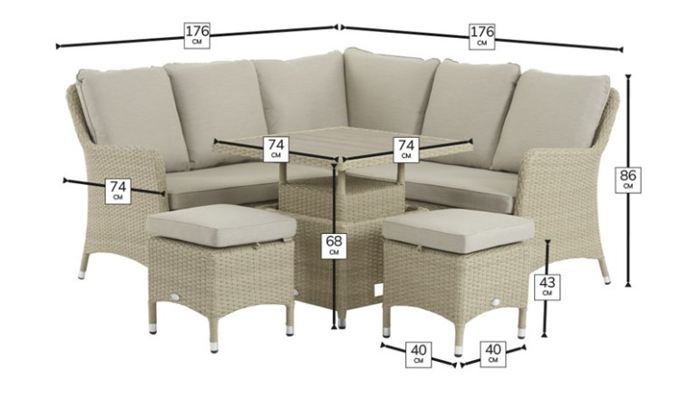 Tetbury Nutmeg Mini Modular Sofa with Eco Cushions & Dual Height Table with Tree-Free Top & 2 Stools photo