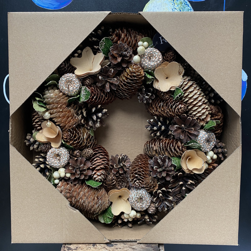 Brown Artificial Christmas Wreath photo