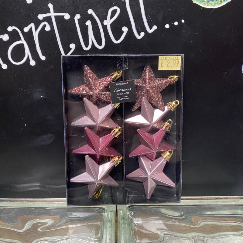 Christmas Star Tree Decorations - 8PCS Pink photo