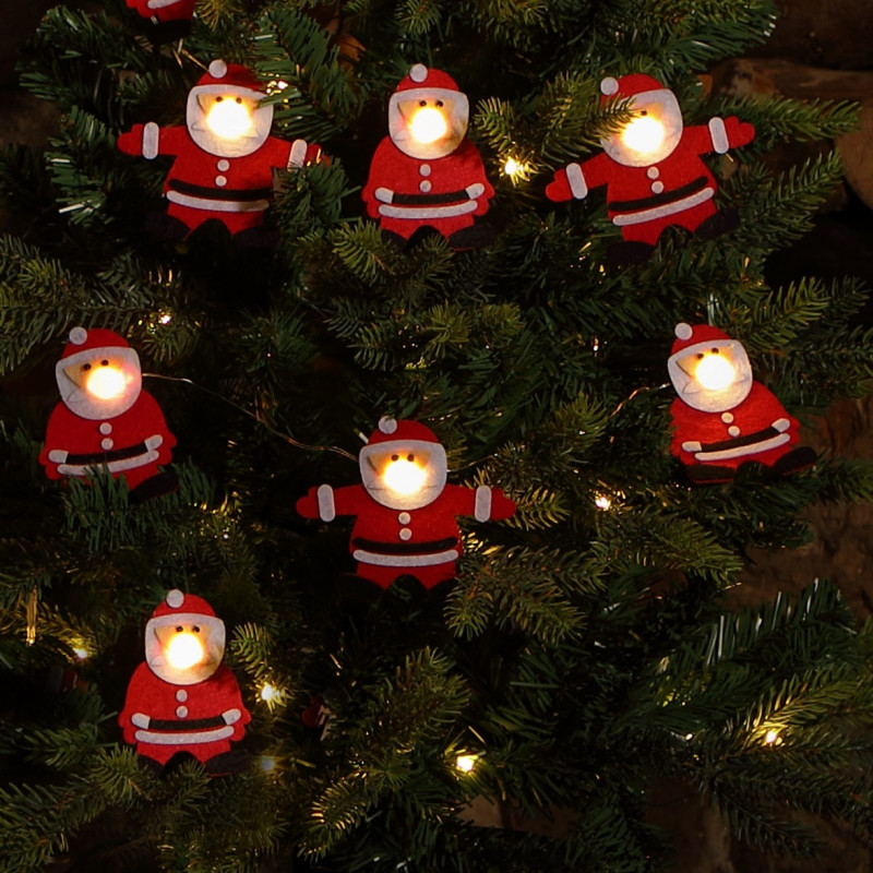 9 SANTA STRING LIGHT WITH WARM WHITE BERRY LIGHTS - BATTERY- Prices Coming Soon photo