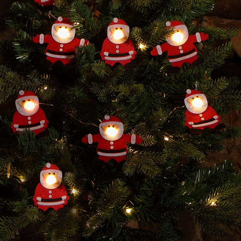 9 SANTA STRING LIGHT WITH WARM WHITE BERRY LIGHTS - BATTERY- Prices Coming Soon