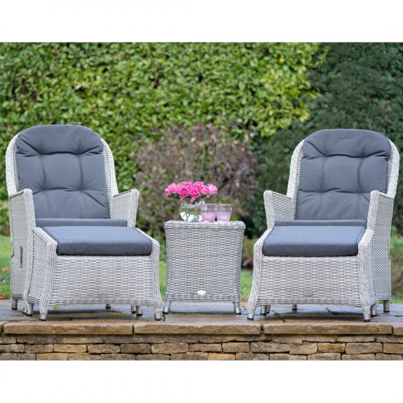 Bramblecrest Monterey Dove Grey Recliner Set with 2 Footstools & Ceramic Top Side Table