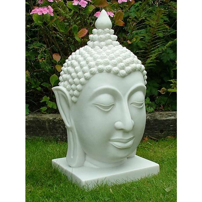 Thai Buddha Head Bust- White