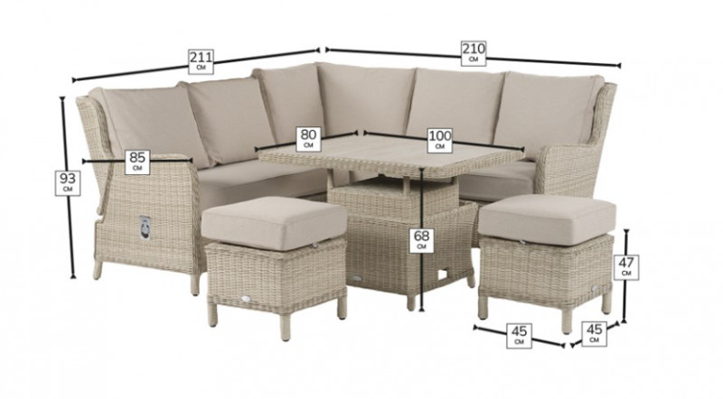 Chedworth Sandstone Reclining Modular Sofa with Mini Dual Height Ceramic Top Table & 2 Stools photo