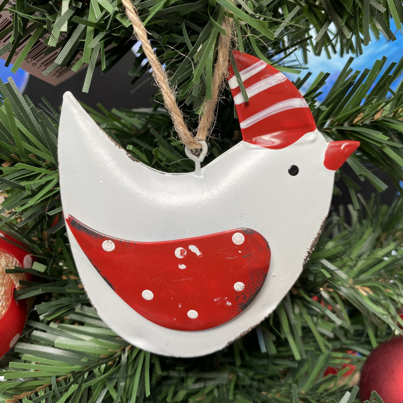 Christmas metal Bird Tree Decoration- White photo