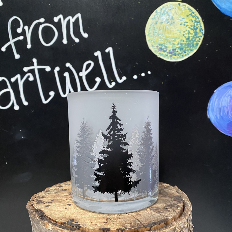 Christmas Tea Light Holder with Trees- 10cm photo