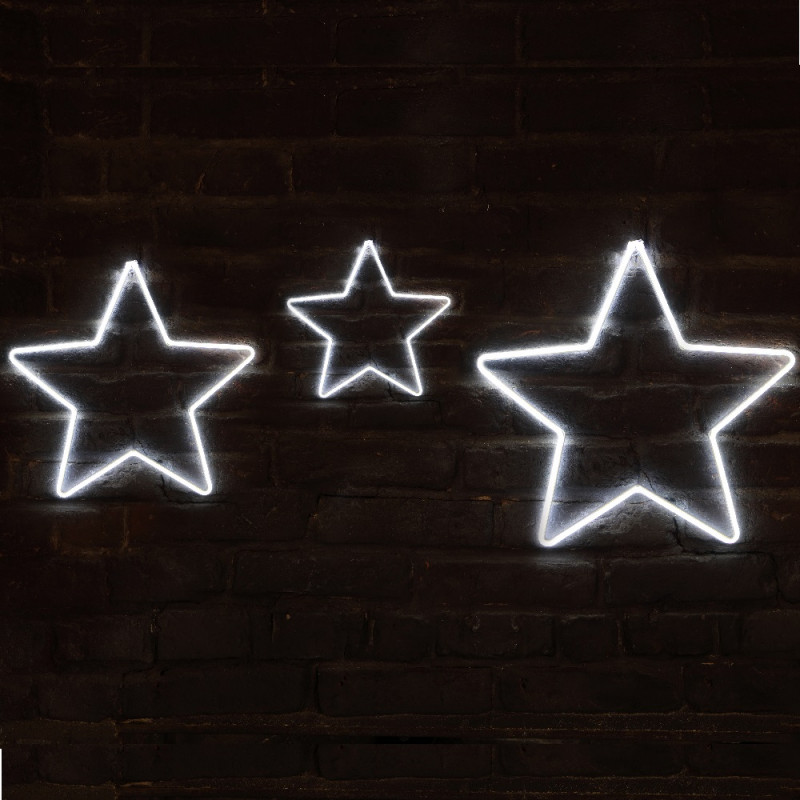 Leisuregrow SET OF 3 SMALL / MEDIUM / LARGE WHITE NEON STARS - EASY TIMER