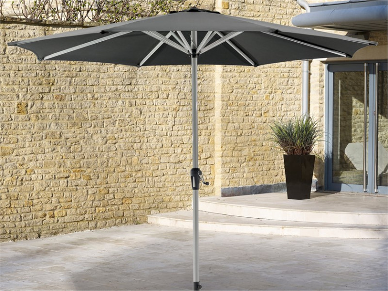 Powder Coated Aluminium Grey 3.0m Round Parasol with Crank Handle photo