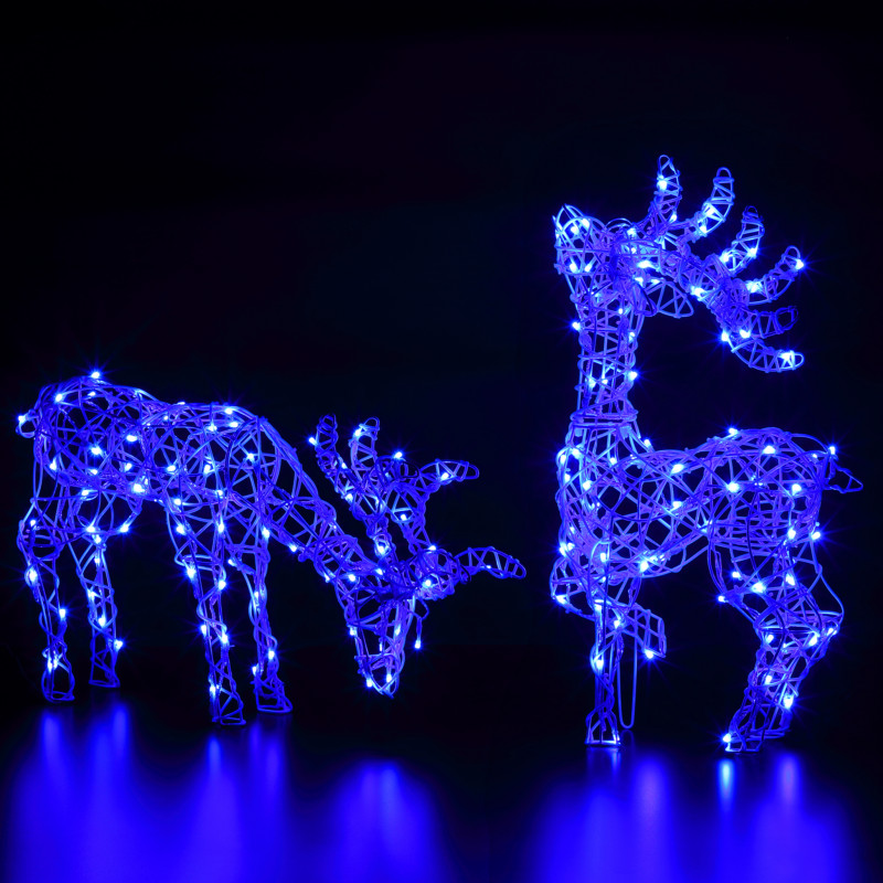 66CM TATTON GRAZING DEER 80 LEDS WHITE RATTAN COLOUR CHANGEABLE photo