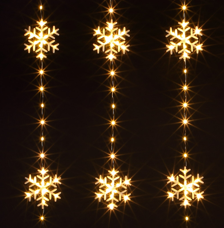 SNOWFLAKE WIRE CURTAIN LIGHT- 234 WARM WHITE LED photo