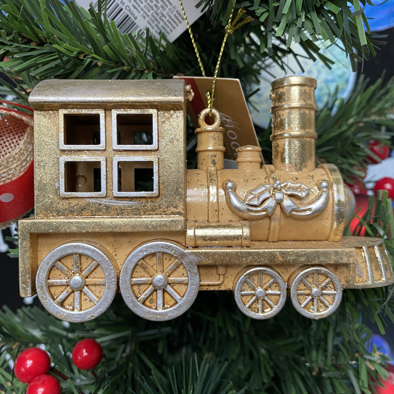 Christmas Gold Train Tree Decoration photo