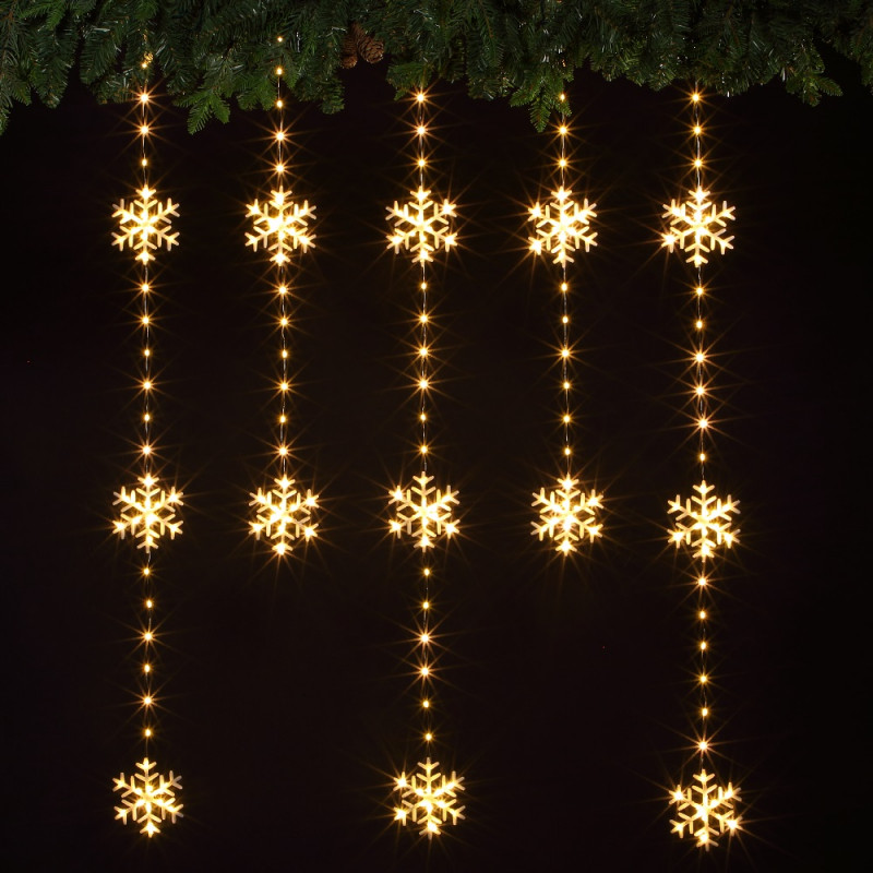 SNOWFLAKE WIRE CURTAIN LIGHT- 234 WARM WHITE LED