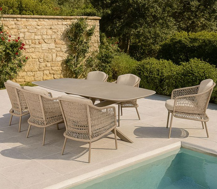 Puccini 6 Seater Ceramic Dining with Prado Ceramic Ellipse