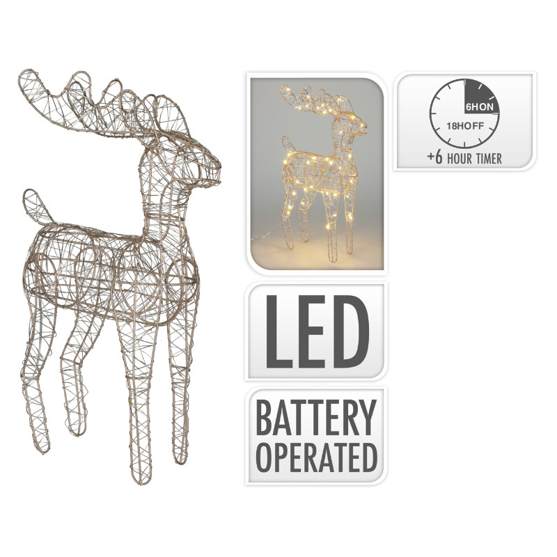 Xmas Reindeer 40 Micro Warm White LEDS 24x37CM- Prices Coming Soon photo