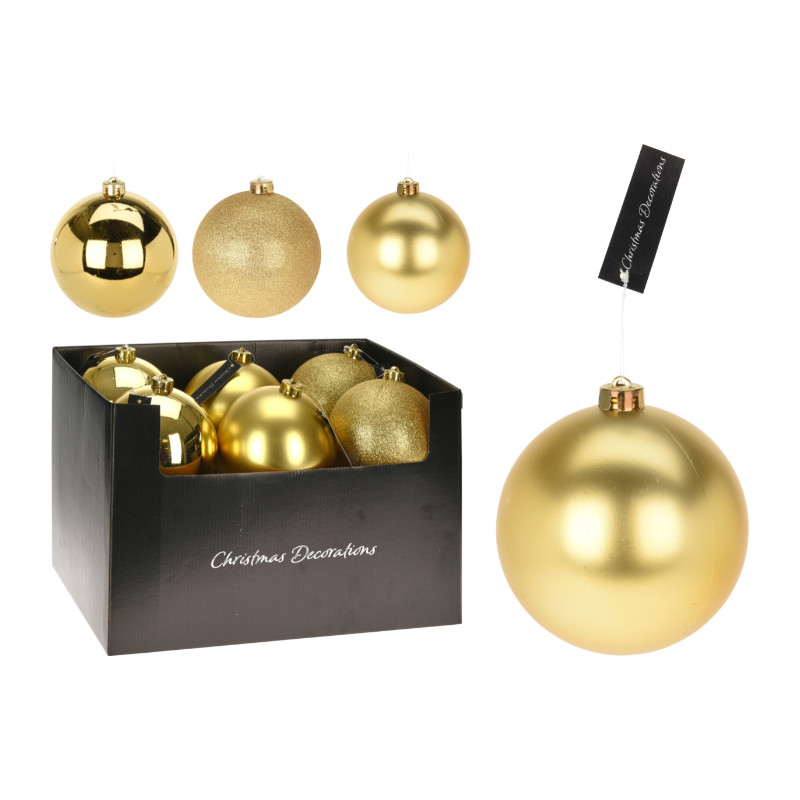 Koopman International  Xmas Ball 3ASS Shiny, Matt or Glitter Gold 140mm- Prices Coming Soon