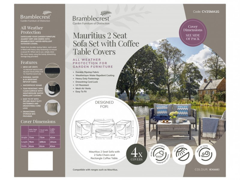 Mauritius 2 Seater Sofa, 2 Sofa Chairs & Coffee Table Set Covers photo