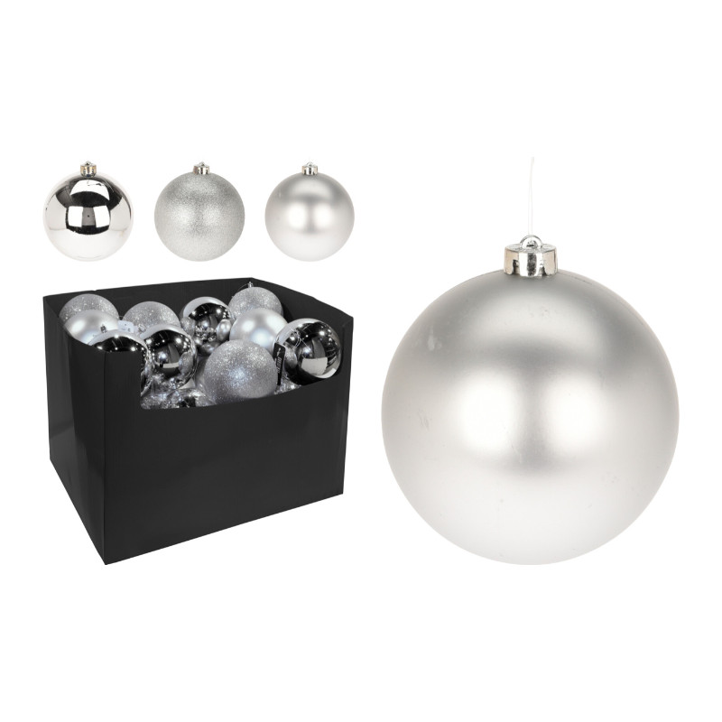 Xmas Ball 3ASS Shiny, Matt or Glitter Silver 120mm- Prices Coming Soon